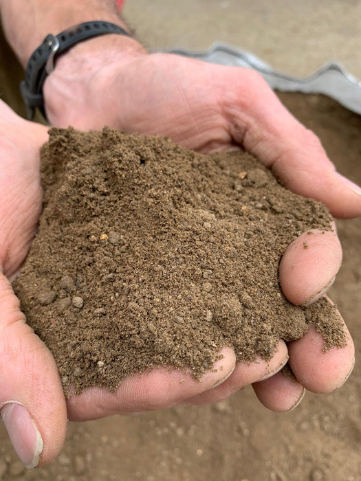 Hands cupped together holding fresh topsoil