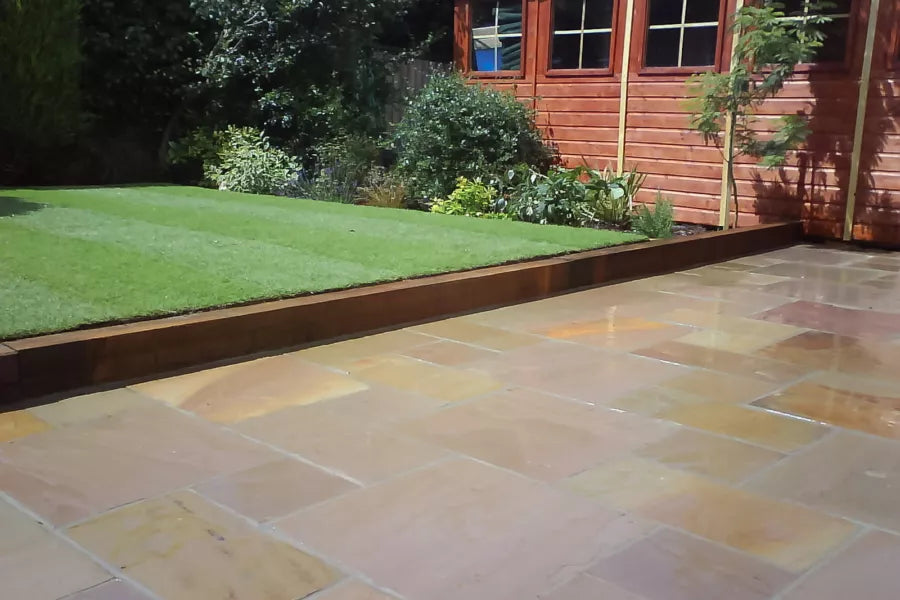freshly laid Premium grade turf in a garden 